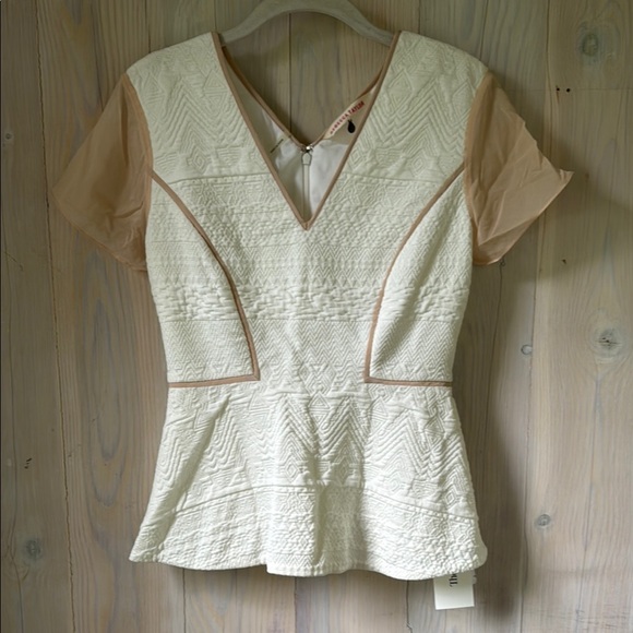 Rebecca Taylor Silk Accented Top Size 2 - Picture 1 of 10
